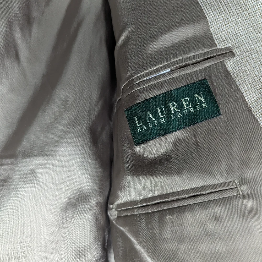 Lauren Ralph Lauren Men's Tan Silk Wool Single Breasted Blazer Jacket Size 46R